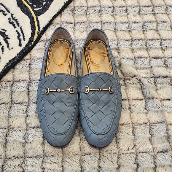 Sam Edelman Loraine Loafers Loraine Woven Bit Leather Blue Loafer size 8.5 - Picture 1 of 6
